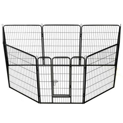 Hondenren met 8 panelen 80x100 cm staal zwart 80 x 100 cm 8 panelen