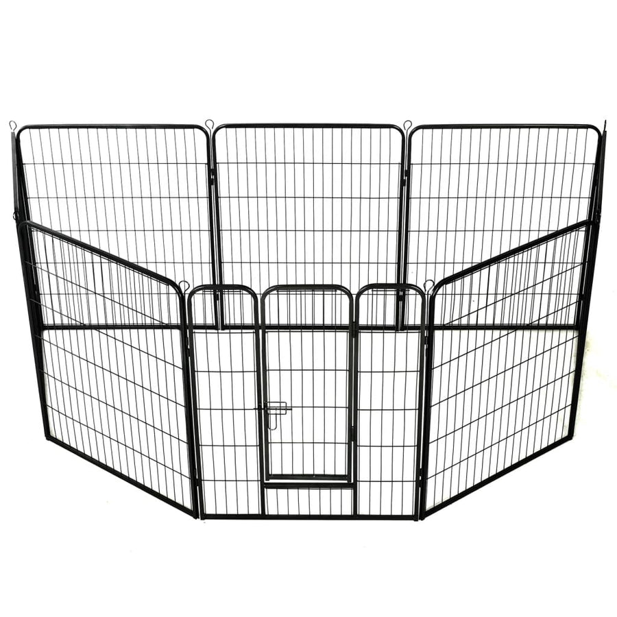 Hondenren met 8 panelen 80x100 cm staal zwart 80 x 100 cm 8 panelen