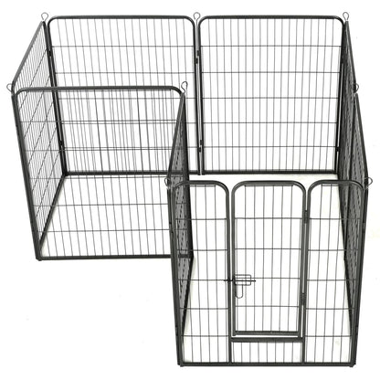 Hondenren met 8 panelen 80x100 cm staal zwart 80 x 100 cm 8 panelen