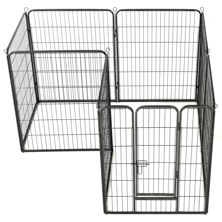 Hondenren met 8 panelen 80x100 cm staal zwart 80 x 100 cm 8 panelen