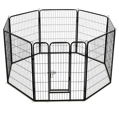 Hondenren met 8 panelen 80x100 cm staal zwart 80 x 100 cm 8 panelen