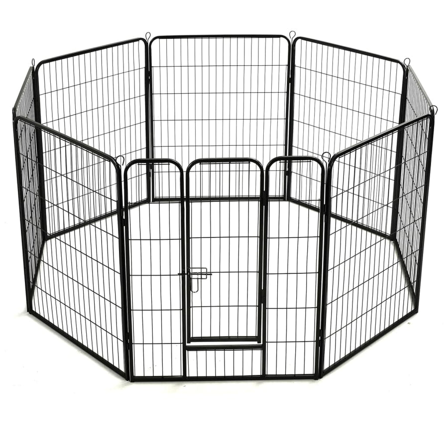 Hondenren met 8 panelen 80x100 cm staal zwart 80 x 100 cm 8 panelen
