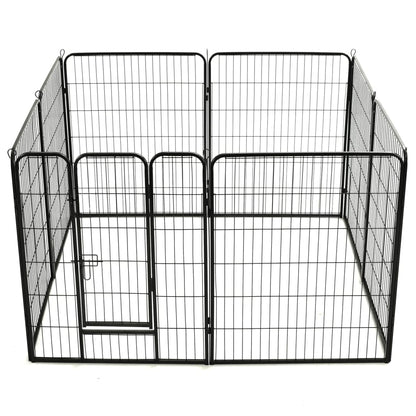 Hondenren met 8 panelen 80x100 cm staal zwart 80 x 100 cm 8 panelen