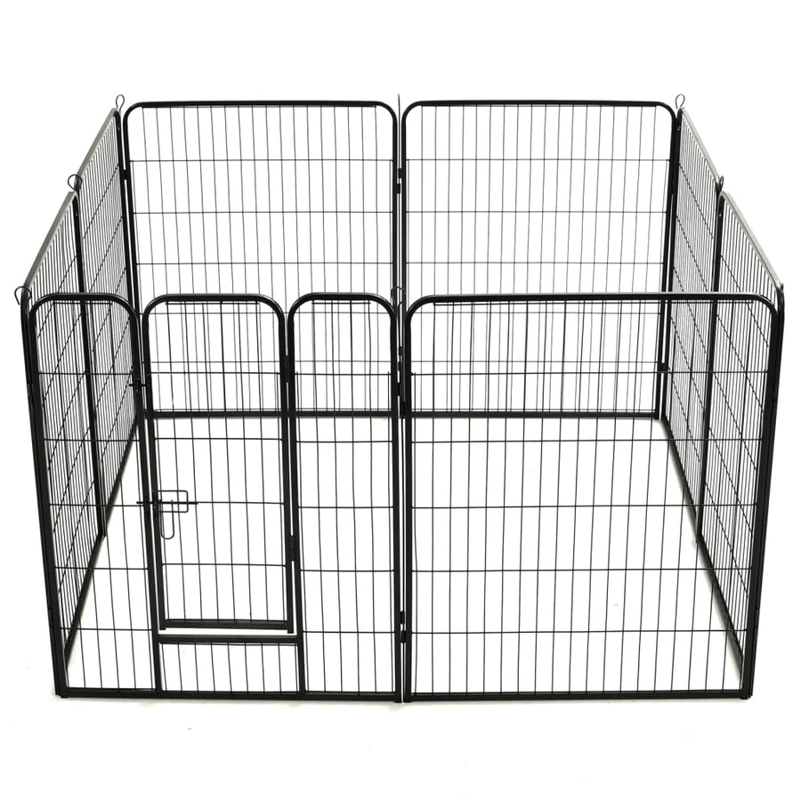 Hondenren met 8 panelen 80x100 cm staal zwart 80 x 100 cm 8 panelen