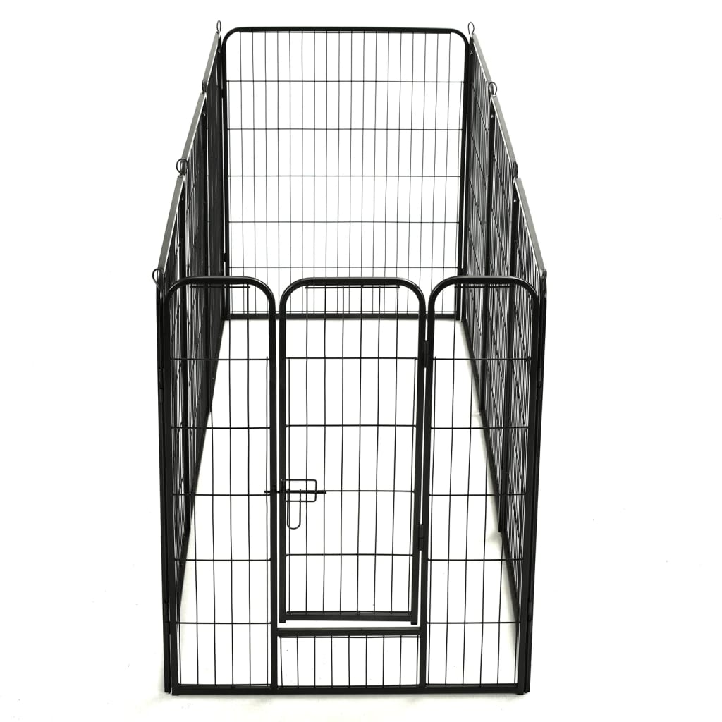 Hondenren met 8 panelen 80x100 cm staal zwart 80 x 100 cm 8 panelen