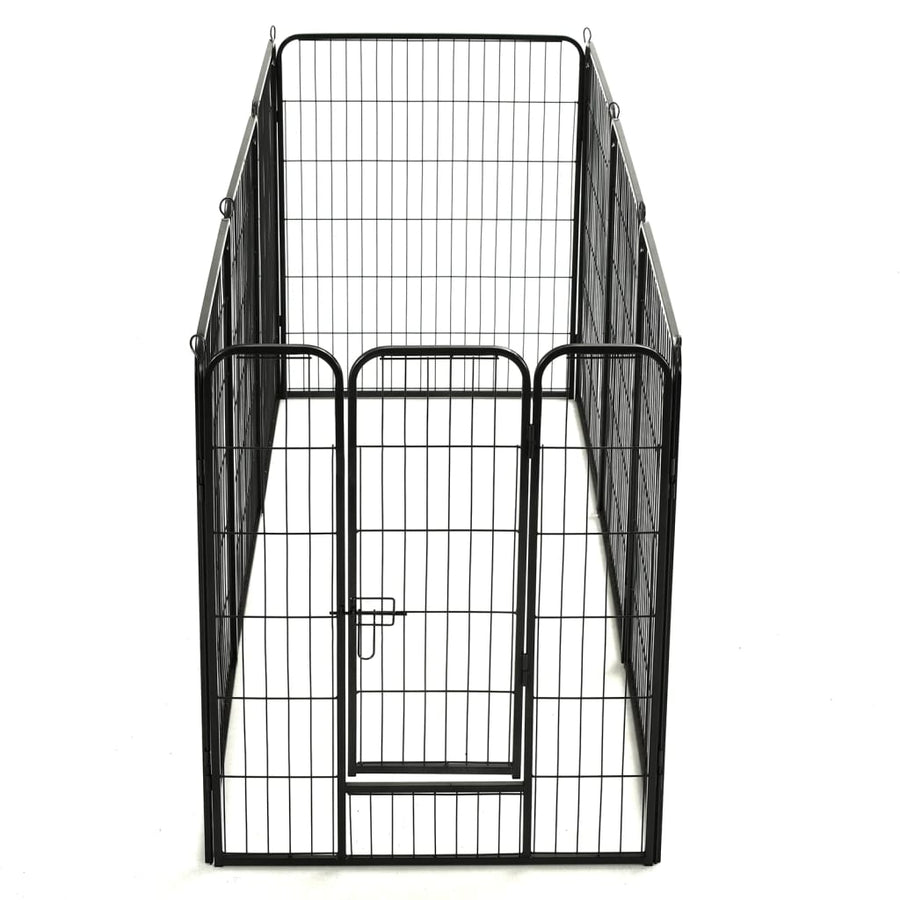Hondenren met 8 panelen 80x100 cm staal zwart 80 x 100 cm 8 panelen