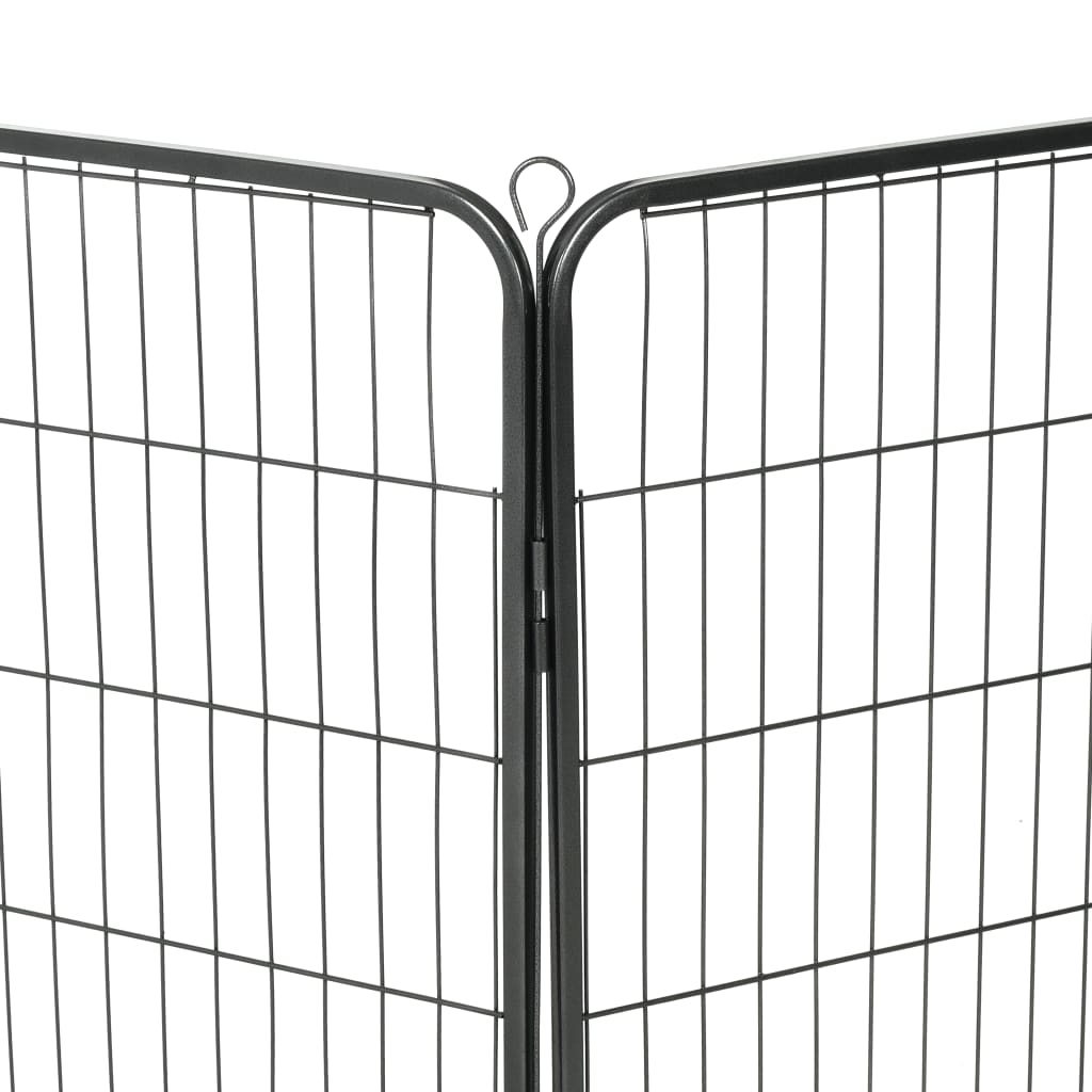 Hondenren met 8 panelen 80x100 cm staal zwart 80 x 100 cm 8 panelen