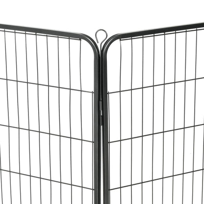 Hondenren met 8 panelen 80x100 cm staal zwart 80 x 100 cm 8 panelen