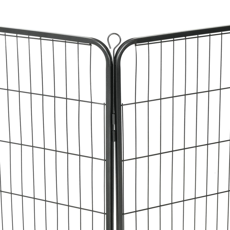 Hondenren met 8 panelen 80x100 cm staal zwart 80 x 100 cm 8 panelen