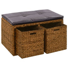 Bankje met 2 manden 71x40x42 cm zeegras bruin 71 x 40 x 42 cm Bruin