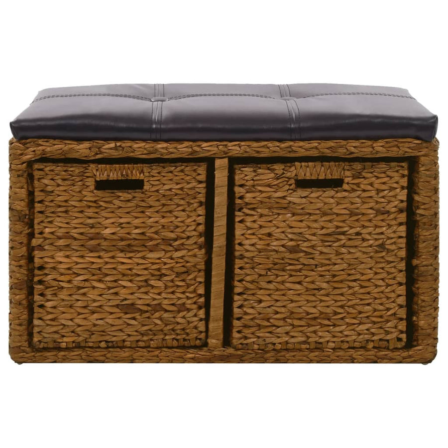 Bankje met 2 manden 71x40x42 cm zeegras bruin 71 x 40 x 42 cm Bruin