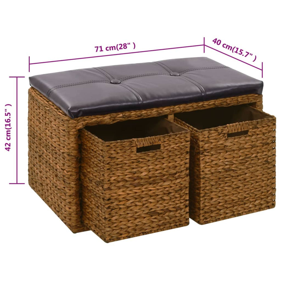Bankje met 2 manden 71x40x42 cm zeegras bruin 71 x 40 x 42 cm Bruin