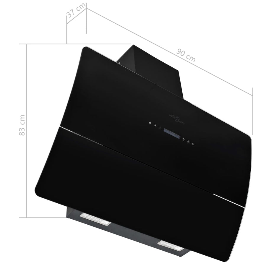 Wandafzuigkap 756 M³/U 90 Cm Roestvrij Staal 90 x 37 x 83 cm Zwart