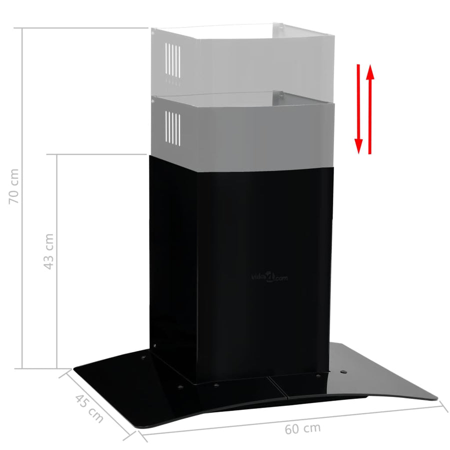 Wandafzuigkap 756 M³/U 60 Cm Roestvrij Staal Zwart 60 x 45 x (43-70) cm