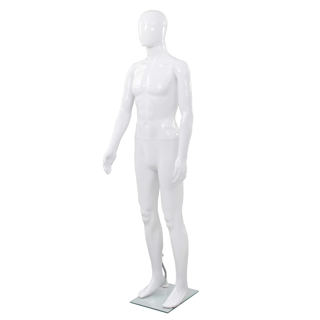 Etalagepop Nelijk Met Glazen Voet 175 Cm Glanzend Man Wit