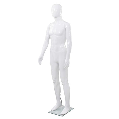 Etalagepop Nelijk Met Glazen Voet 175 Cm Glanzend Man Wit