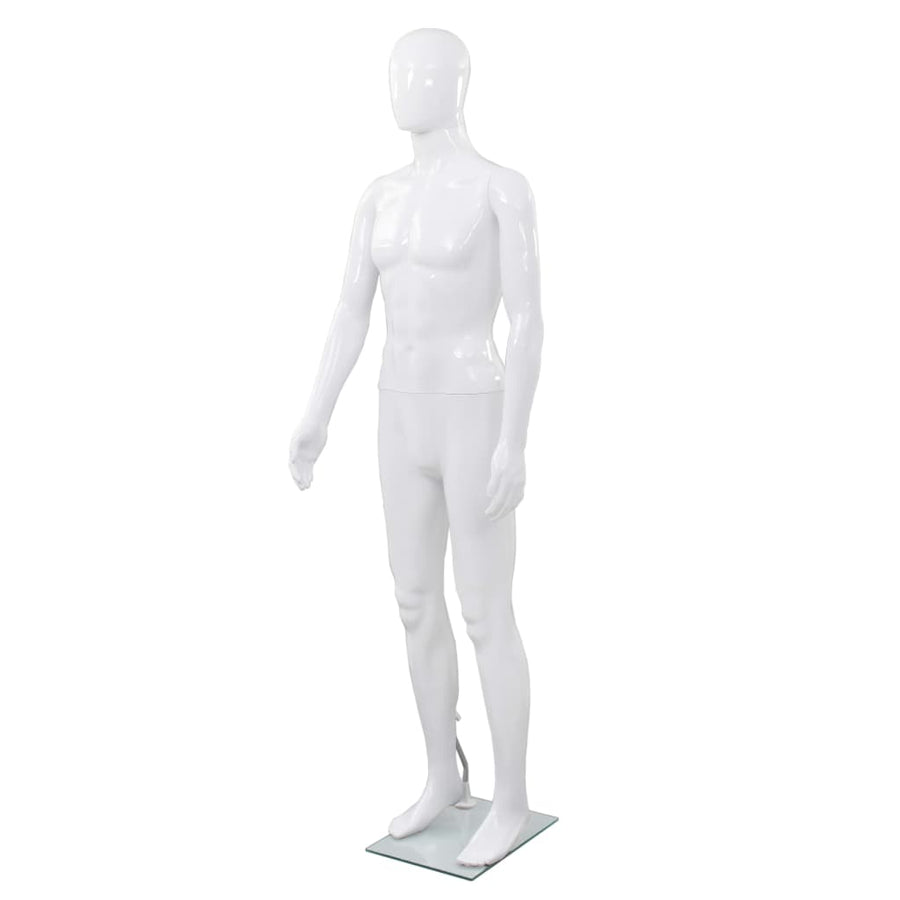 Etalagepop Nelijk Met Glazen Voet 175 Cm Glanzend Man Wit
