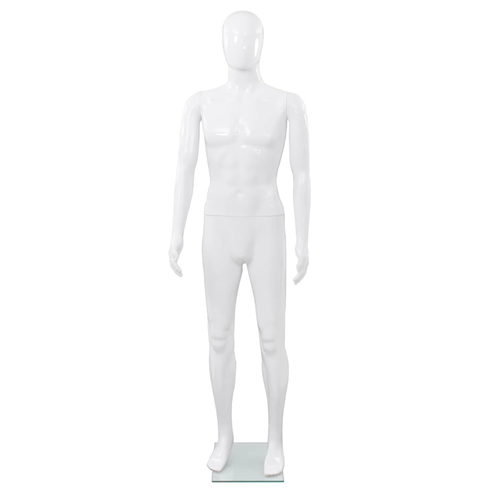 Etalagepop Nelijk Met Glazen Voet 175 Cm Glanzend Man Wit