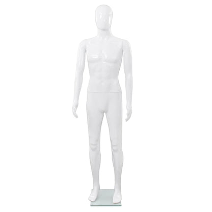 Etalagepop Nelijk Met Glazen Voet 175 Cm Glanzend Man Wit