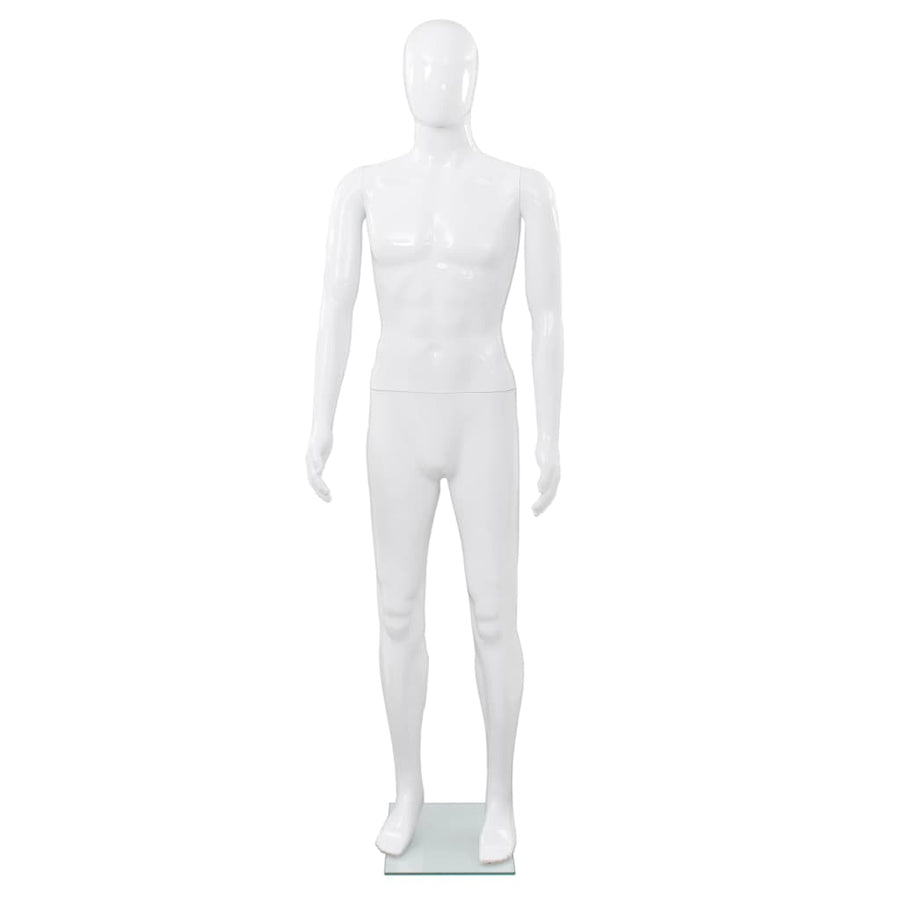 Etalagepop Nelijk Met Glazen Voet 175 Cm Glanzend Man Wit