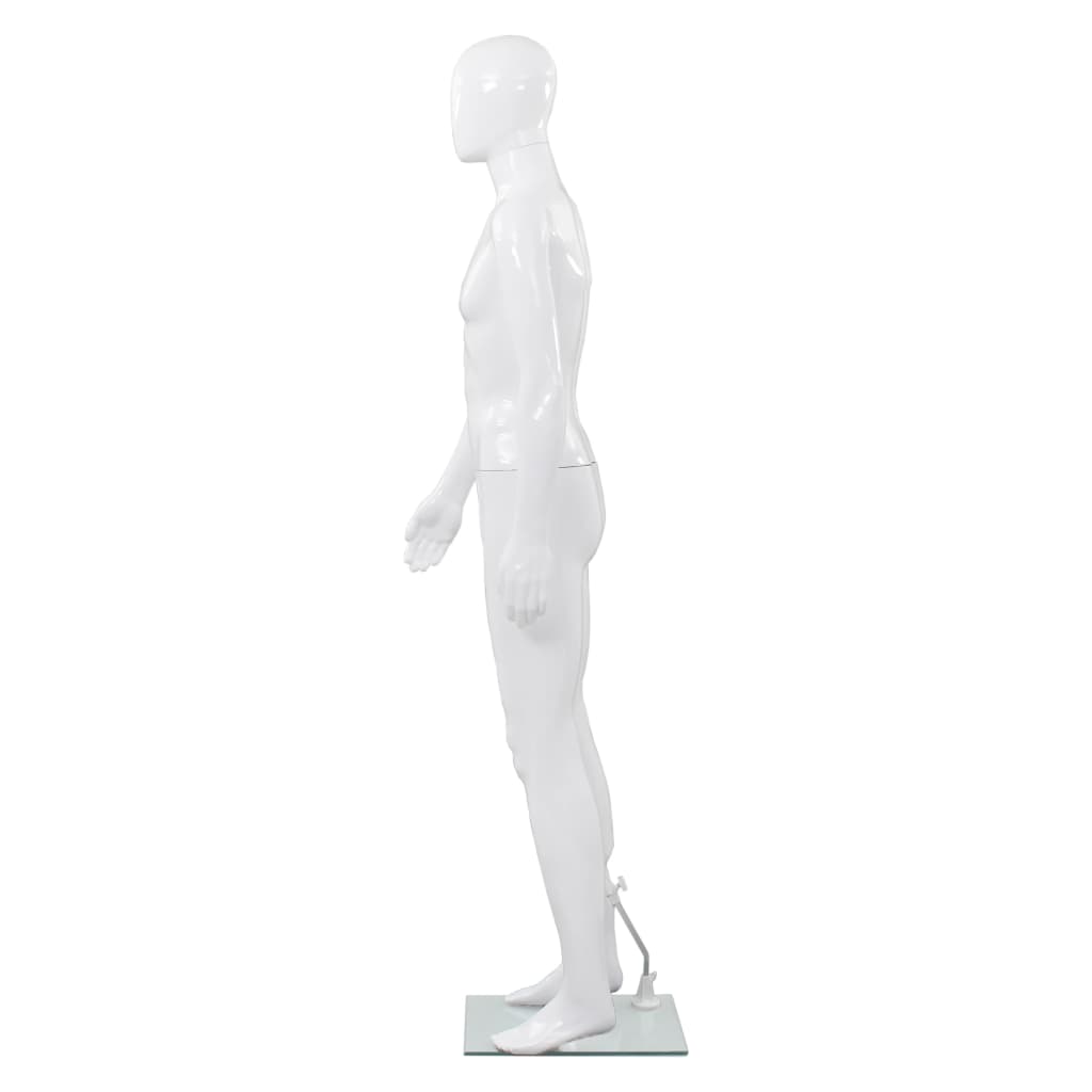 Etalagepop Nelijk Met Glazen Voet 175 Cm Glanzend Man Wit