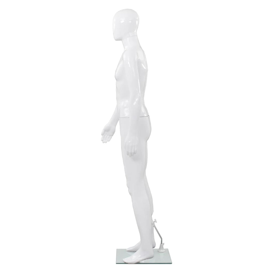 Etalagepop Nelijk Met Glazen Voet 175 Cm Glanzend Man Wit