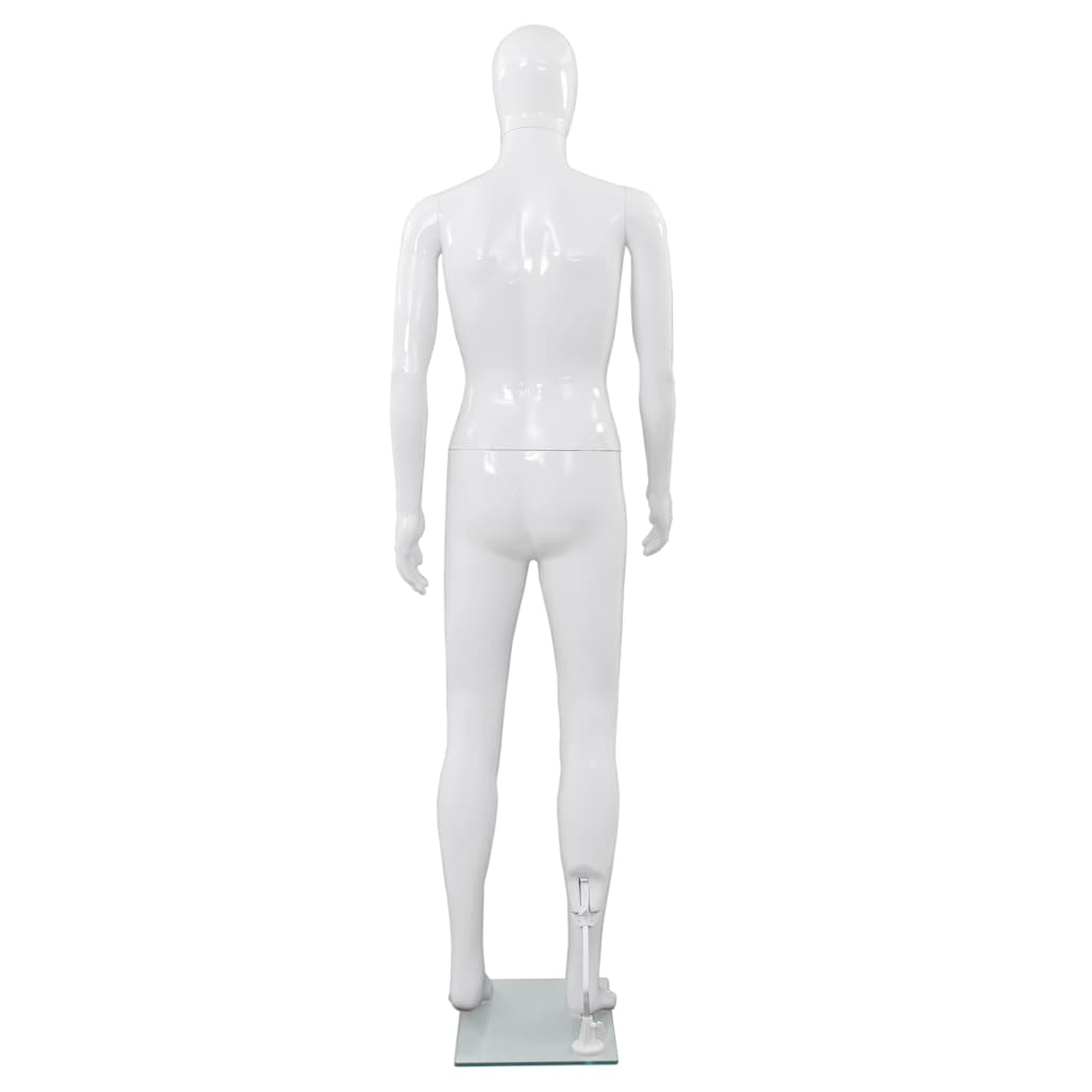 Etalagepop Nelijk Met Glazen Voet 175 Cm Glanzend Man Wit