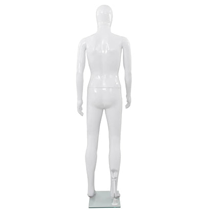 Etalagepop Nelijk Met Glazen Voet 175 Cm Glanzend Man Wit