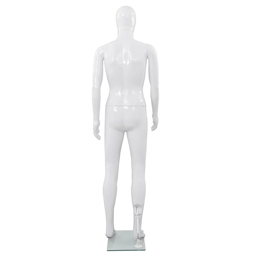 Etalagepop Nelijk Met Glazen Voet 175 Cm Glanzend Man Wit