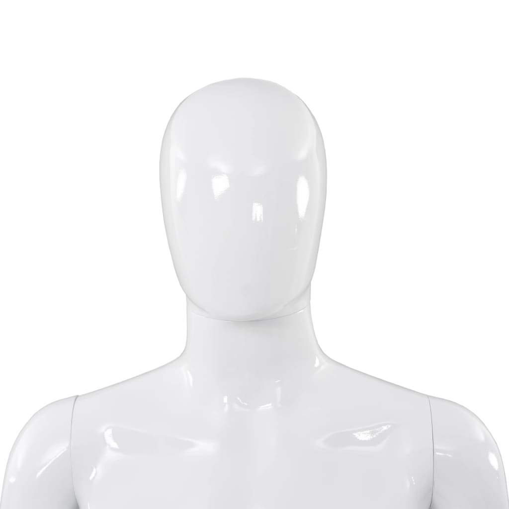 Etalagepop Nelijk Met Glazen Voet 175 Cm Glanzend Man Wit