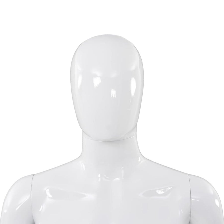 Etalagepop Nelijk Met Glazen Voet 175 Cm Glanzend Man Wit