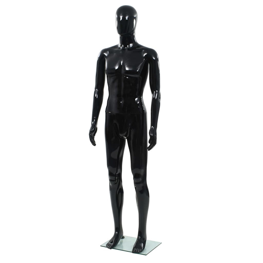 Etalagepop Nelijk Met Glazen Voet 185 Cm Glanzend Man Zwart