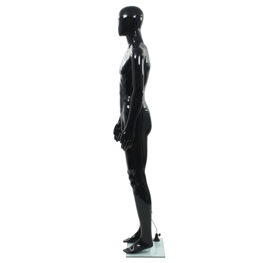Etalagepop Nelijk Met Glazen Voet 185 Cm Glanzend Man Zwart