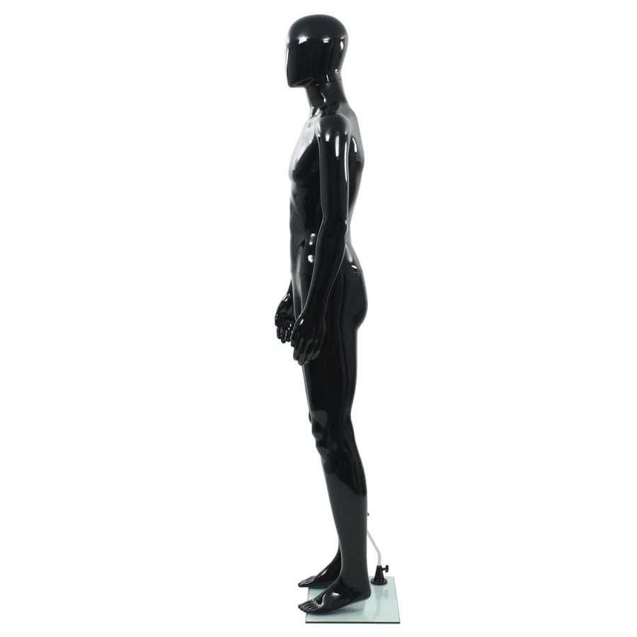 Etalagepop Nelijk Met Glazen Voet 185 Cm Glanzend Man Zwart