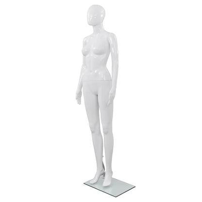 Etalagepop Elijk Met Glazen Voet 175 Cm Glanzend Vrouw Wit