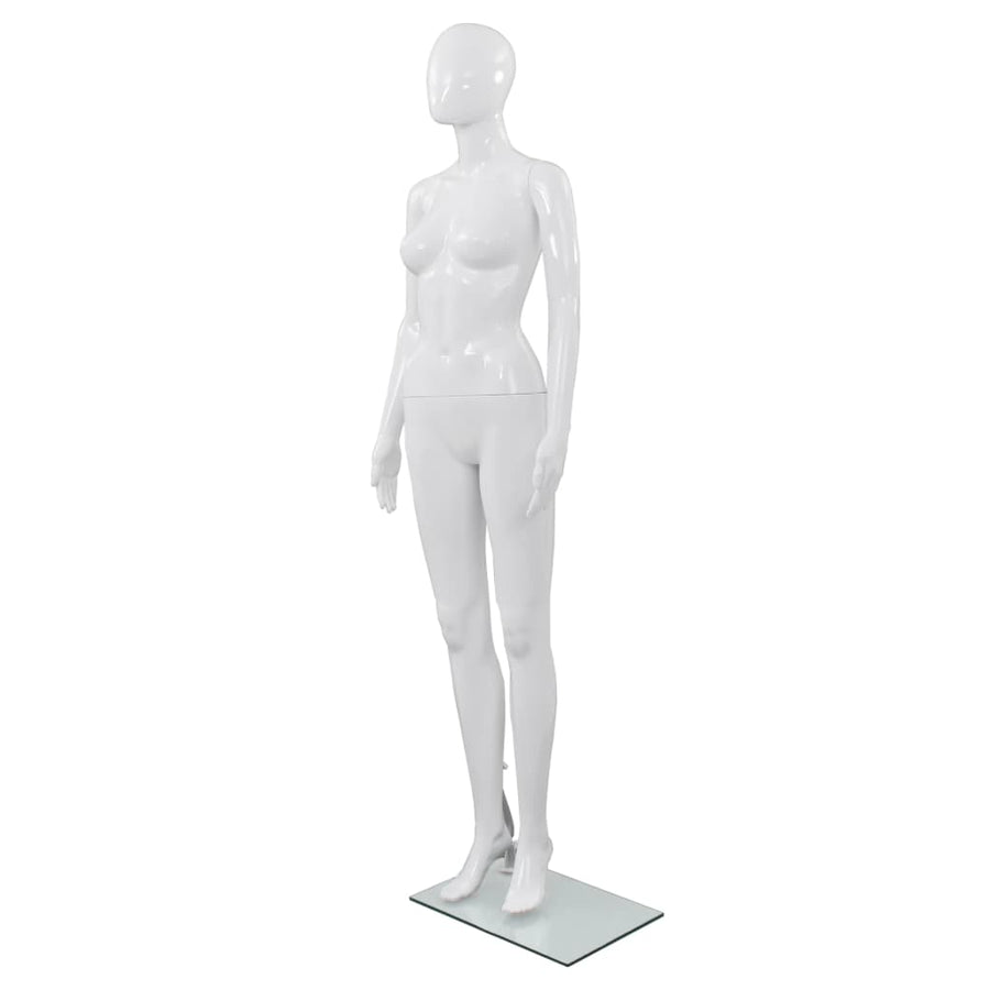 Etalagepop Elijk Met Glazen Voet 175 Cm Glanzend Vrouw Wit