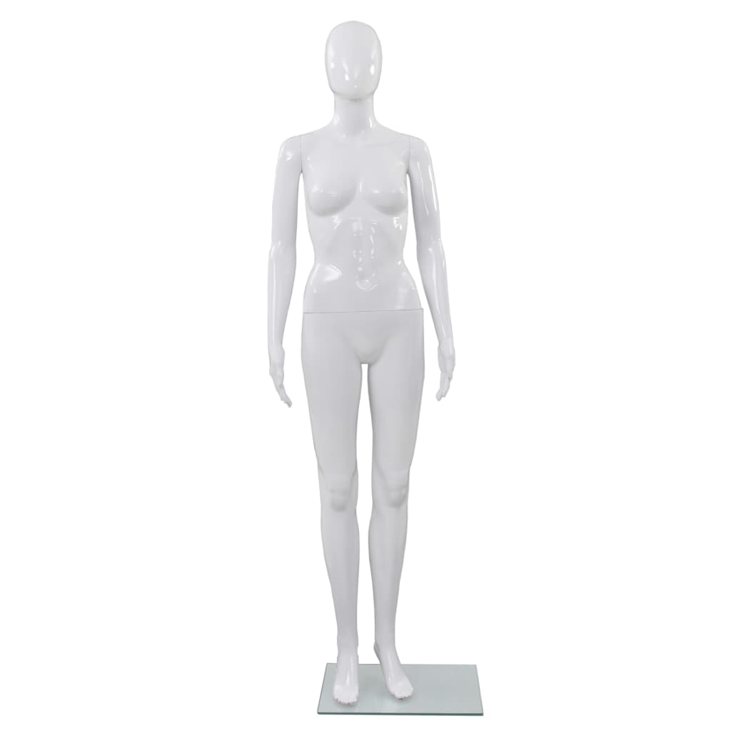 Etalagepop Elijk Met Glazen Voet 175 Cm Glanzend Vrouw Wit