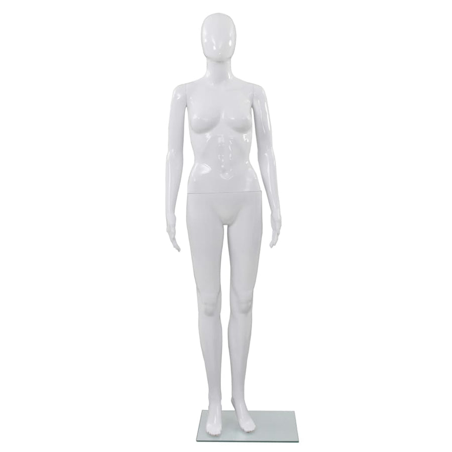 Etalagepop Elijk Met Glazen Voet 175 Cm Glanzend Vrouw Wit