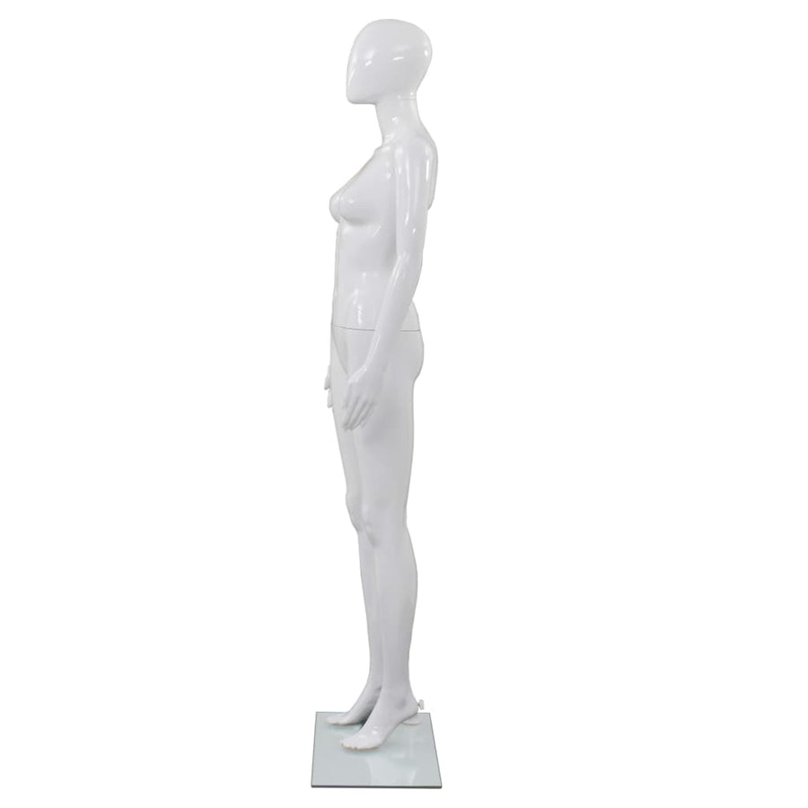 Etalagepop Elijk Met Glazen Voet 175 Cm Glanzend Vrouw Wit