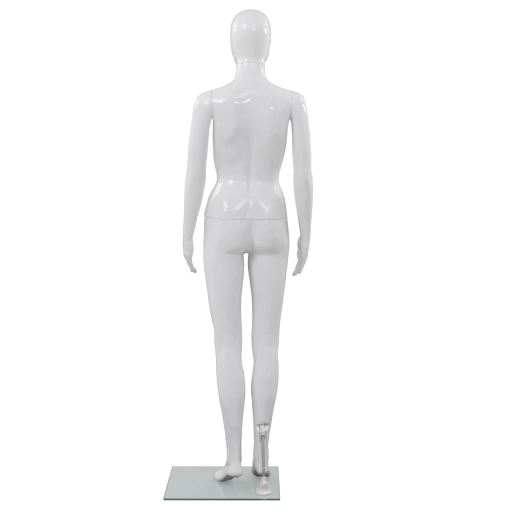 Etalagepop Elijk Met Glazen Voet 175 Cm Glanzend Vrouw Wit