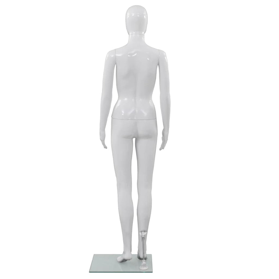 Etalagepop Elijk Met Glazen Voet 175 Cm Glanzend Vrouw Wit