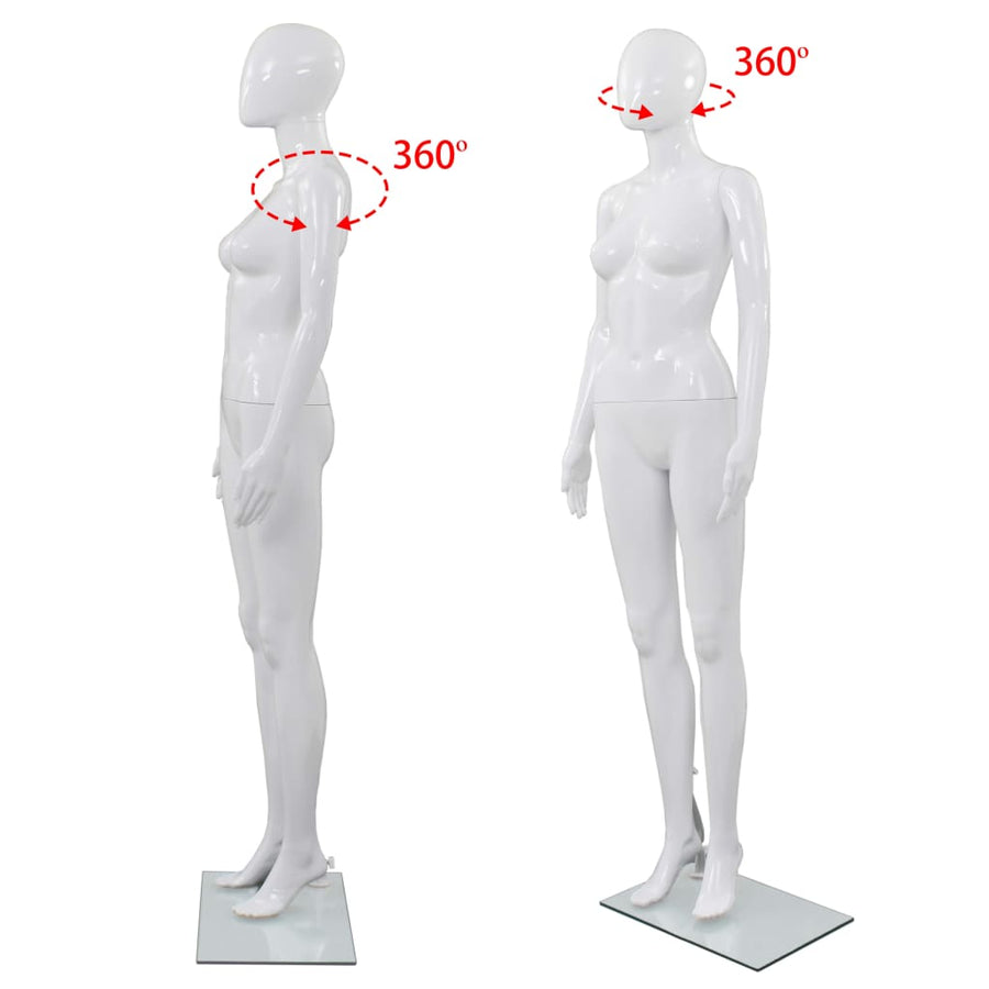 Etalagepop Elijk Met Glazen Voet 175 Cm Glanzend Vrouw Wit