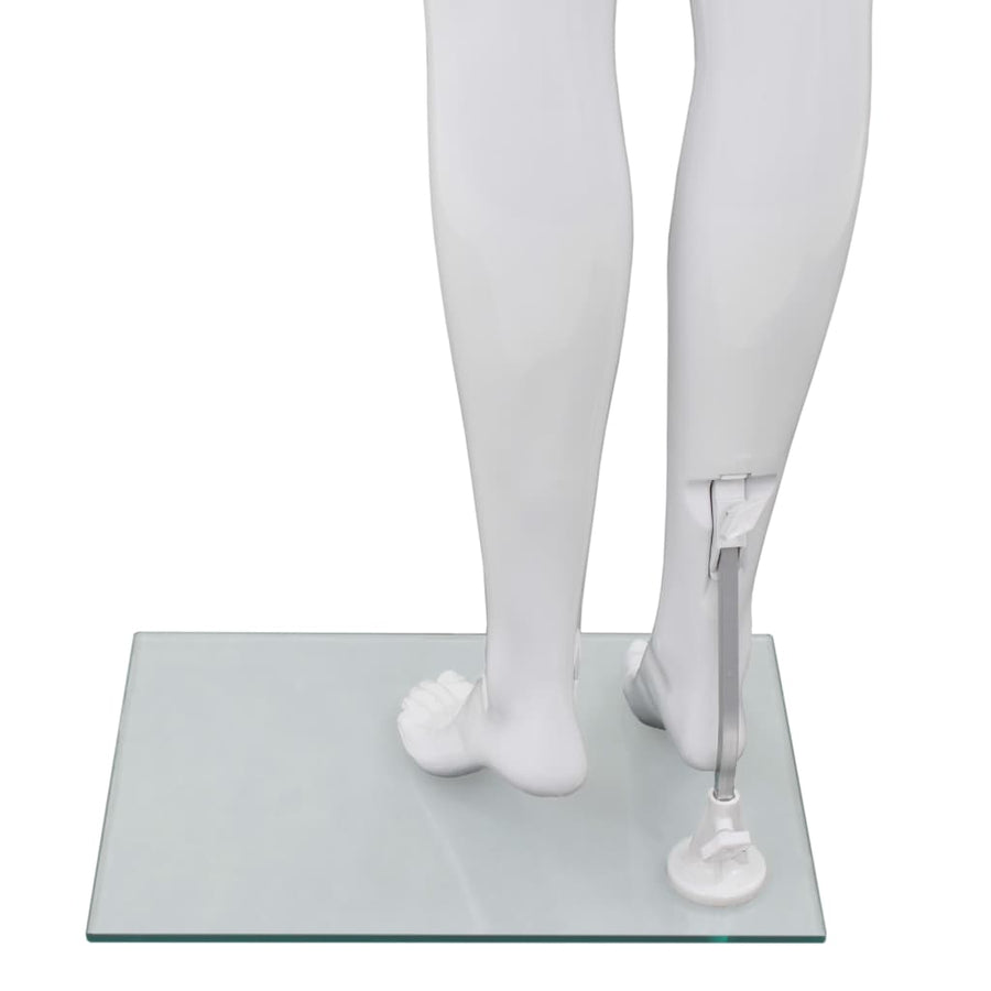 Etalagepop Elijk Met Glazen Voet 175 Cm Glanzend Vrouw Wit