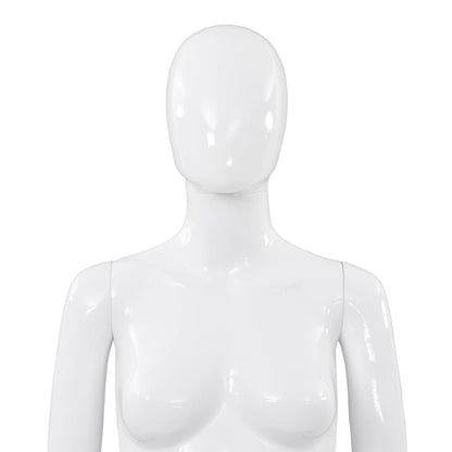Etalagepop Elijk Met Glazen Voet 175 Cm Glanzend Vrouw Wit