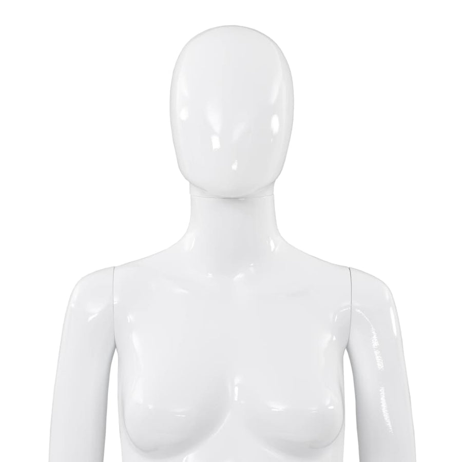 Etalagepop Elijk Met Glazen Voet 175 Cm Glanzend Vrouw Wit