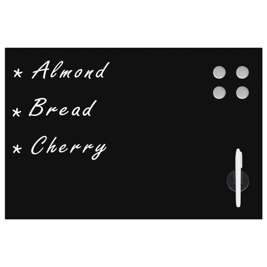Schoolbord Voor Aan De Wand Magnetisch 60X40 Cm Glas 60 x 40 cm Zwart met accessoires