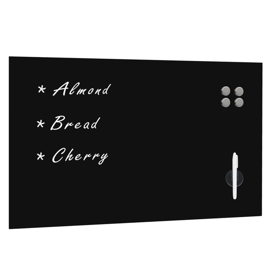 Schoolbord Voor Aan De Wand Magnetisch 100X60 Cm Glas 100 x 60 cm Zwart met accessoires