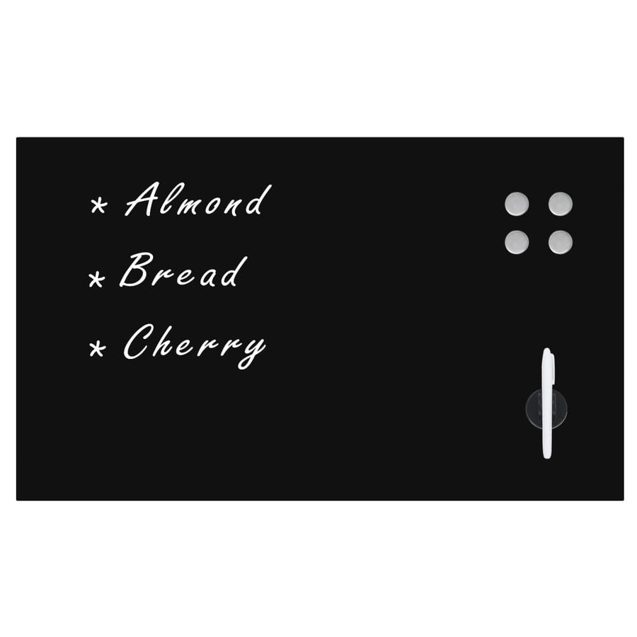Schoolbord Voor Aan De Wand Magnetisch 100X60 Cm Glas 100 x 60 cm Zwart met accessoires