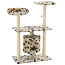 Kattenkrabpaal met sisal krabpalen 95 cm pootafdrukken beige Beige met pootafdrukken