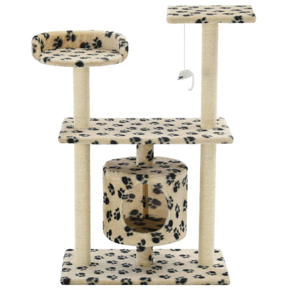 Kattenkrabpaal met sisal krabpalen 95 cm pootafdrukken beige Beige met pootafdrukken